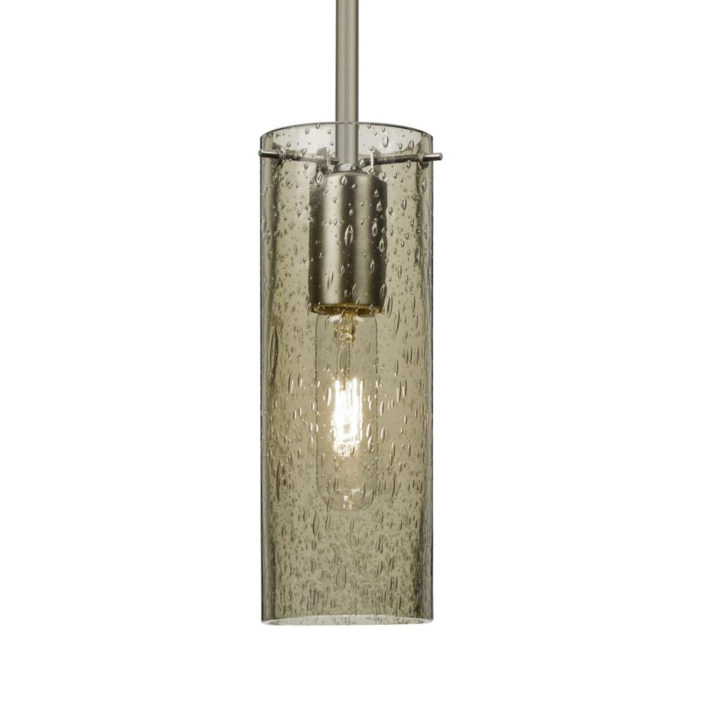 Besa, Juni 10 Stem Pendant, Latte Bubble, Satin Nickel, 1x60W Medium Base, 15Ft. Cord