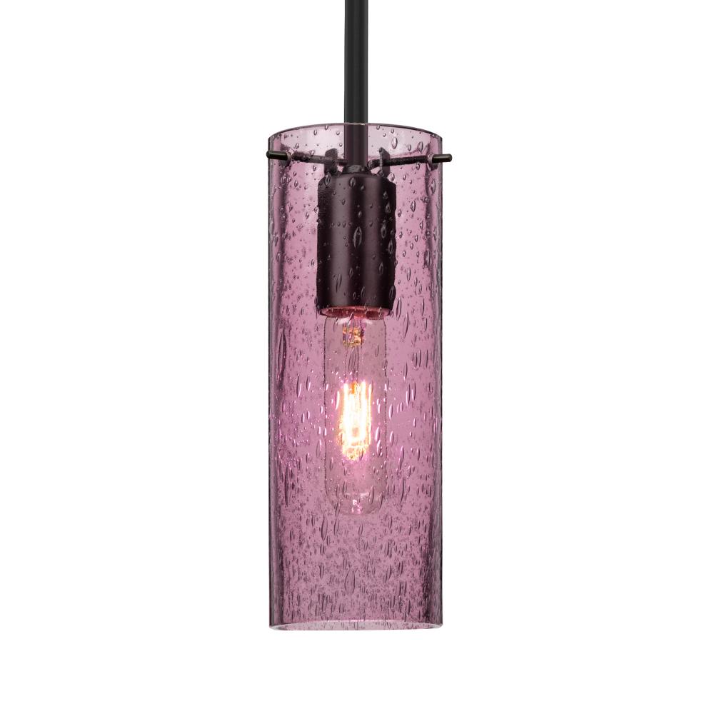 Besa, Juni 10 Stem Pendant, Plum Bubble, Black, 1x60W Medium Base