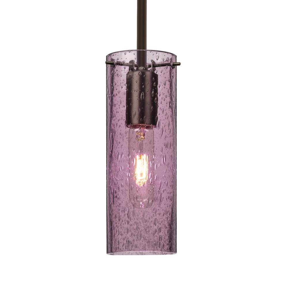 Besa, Juni 10 Stem Pendant, Plum Bubble, Bronze, 1x60W Medium Base, 15Ft. Cord