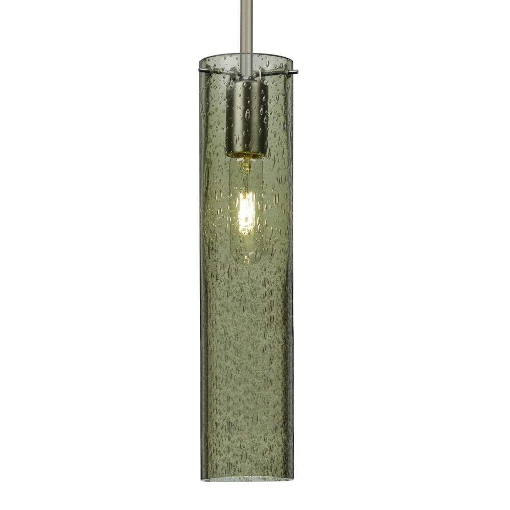 Besa, Juni 16 Stem Pendant, Moss Bubble, Satin Nickel, 1x60W Medium Base, 15Ft. Cord