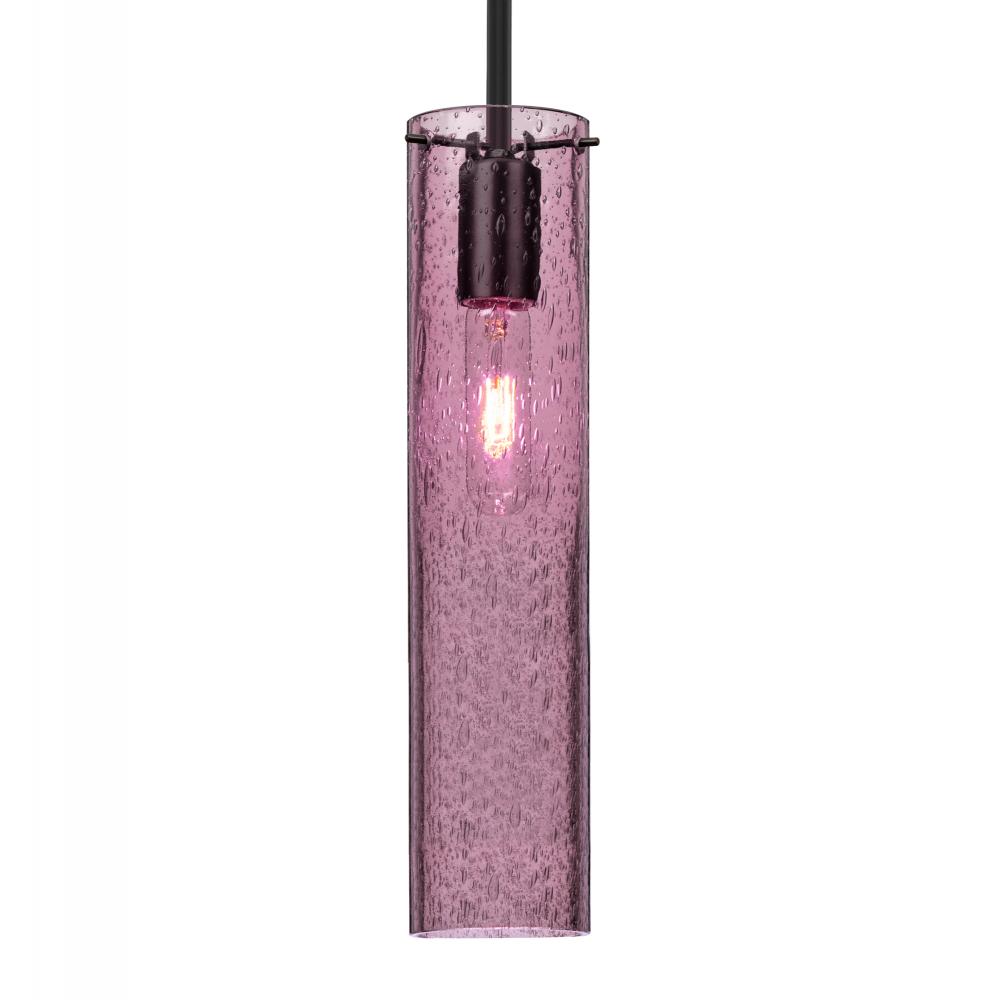 Besa, Juni 16 Stem Pendant, Plum Bubble, Black, 1x60W Medium Base