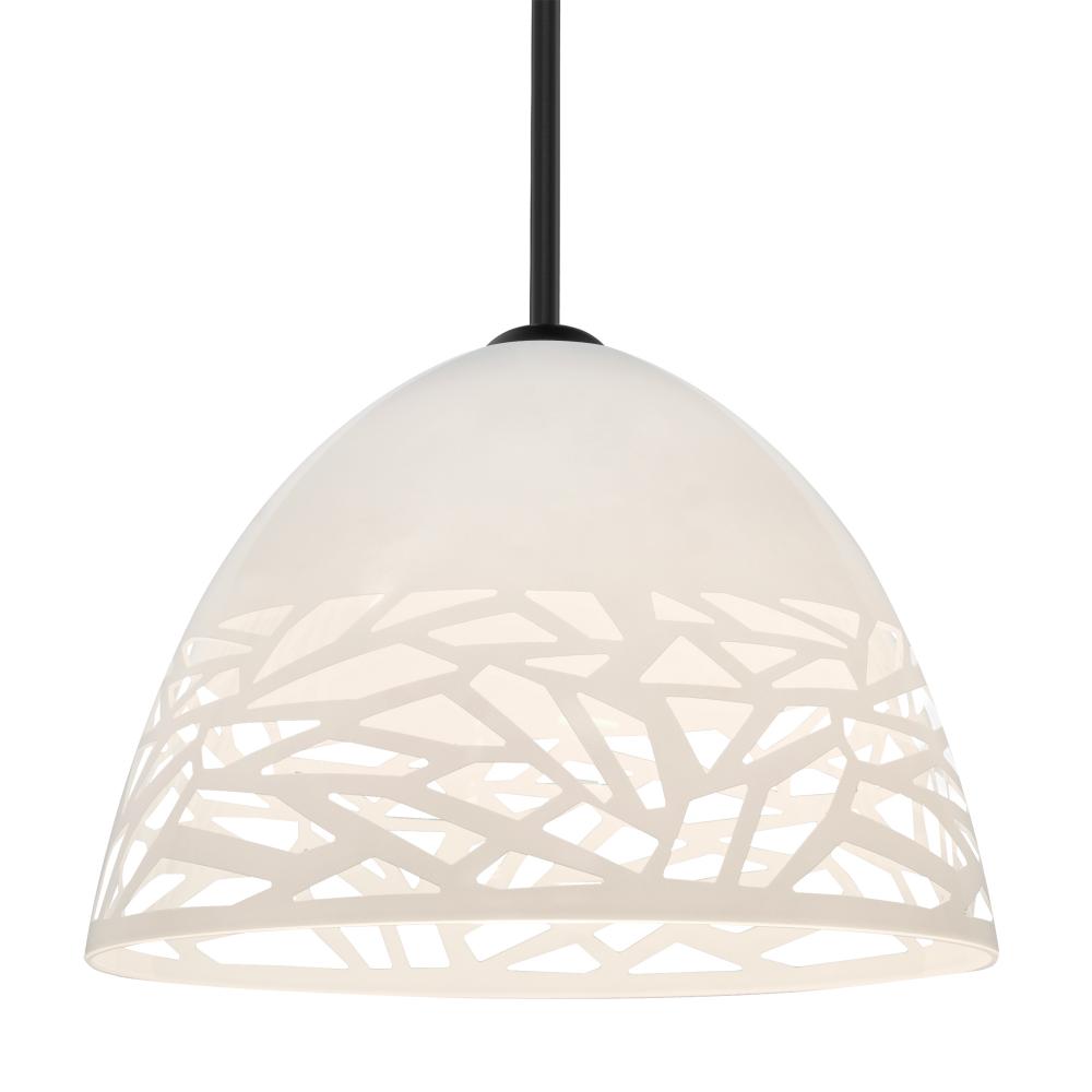 Besa Kiev Stem Pendant, White, Black Finish, 1x60W Medium Base