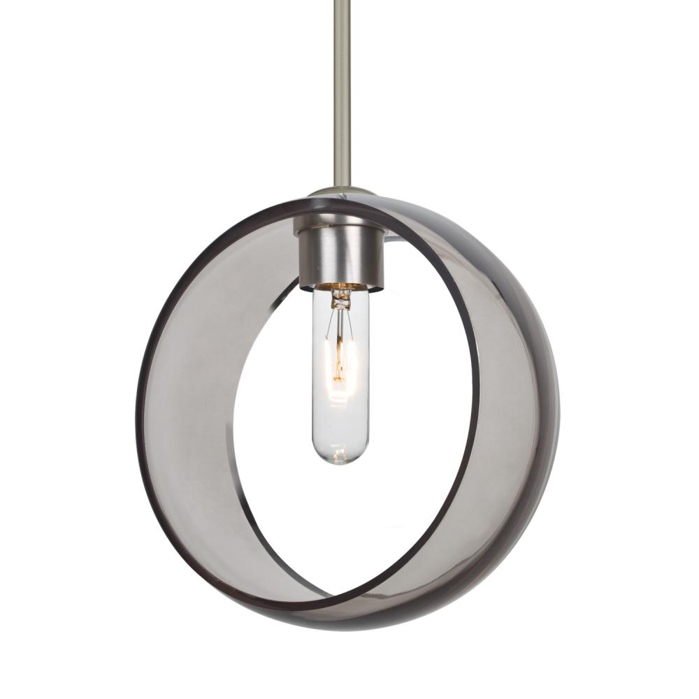 Besa Mana Pendant, Smoke, Satin Nickel Finish, 1x60W Medium Base, 15Ft. Cord