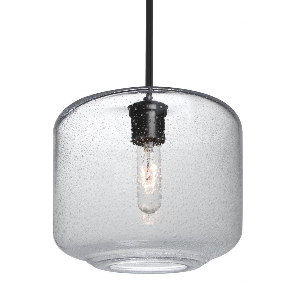 Besa Niles 10 Pendant, Clear Bubble, Black Finish, 1x60W Medium Base T10
