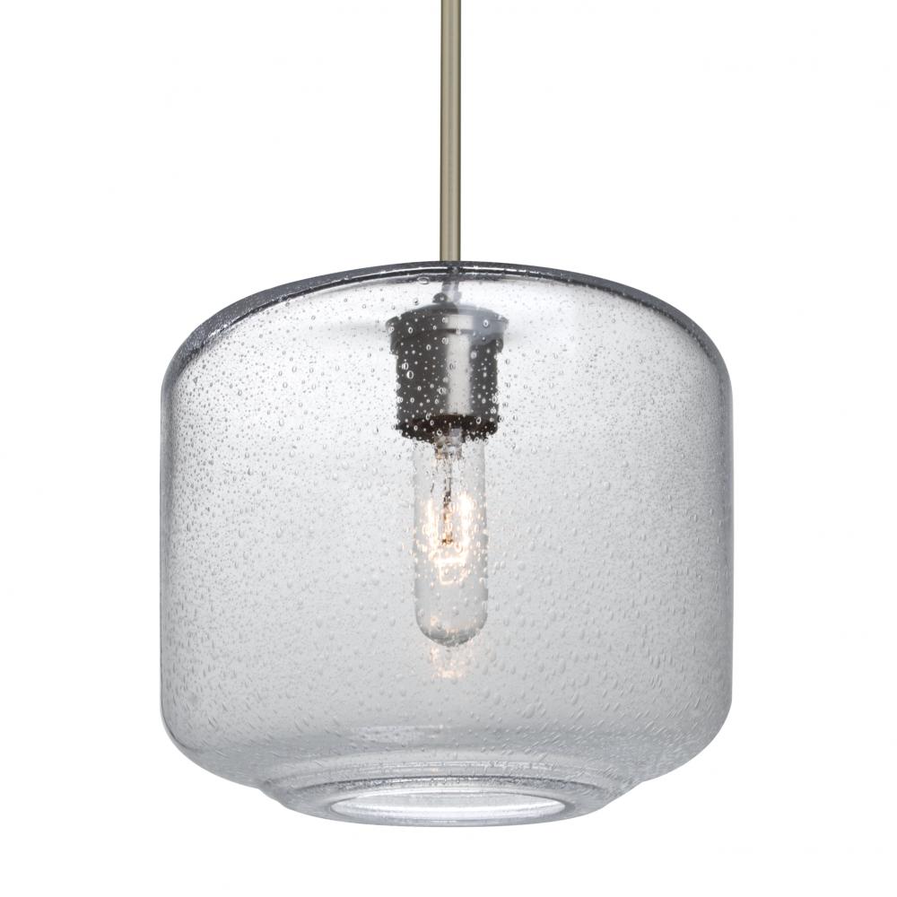 Besa Niles 10 Pendant, Clear Bubble, Satin Nickel Finish, 1x60W Medium Base T10, 15Ft. Cord