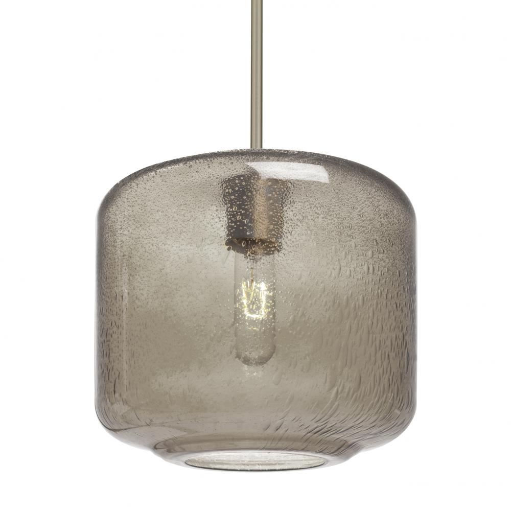 Besa Niles 10 Pendant, Smoke Bubble, Satin Nickel Finish, 1x60W Medium Base T10, 15Ft. Cord