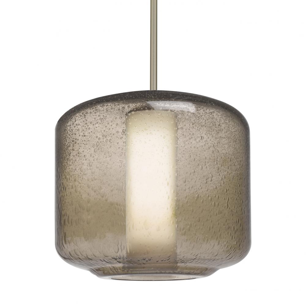 Besa Niles 10 Pendant, Smoke Bubble/Opal, Satin Nickel Finish, 1x60W Medium Base T10, 15Ft. Cord