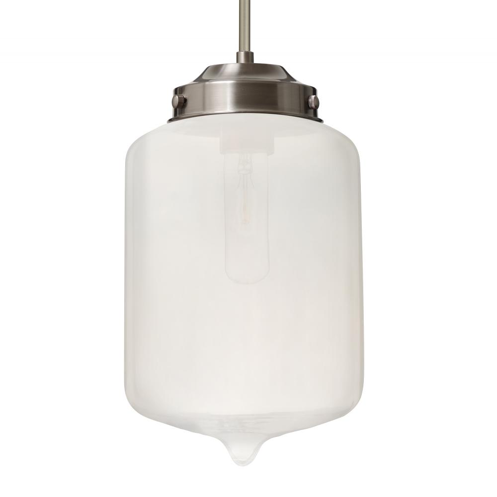 Besa Olin Stem Pendant Satin Nickel Frost 1x60W Medium Base T10, 15Ft. Cord