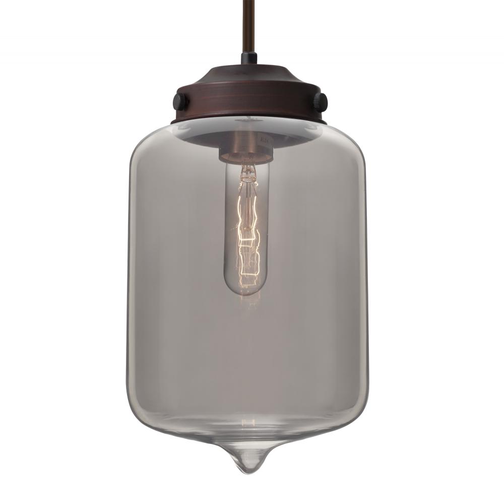 Besa Olin Stem Pendant Bronze Smoke 1x60W Medium Base T10, 15Ft. Cord