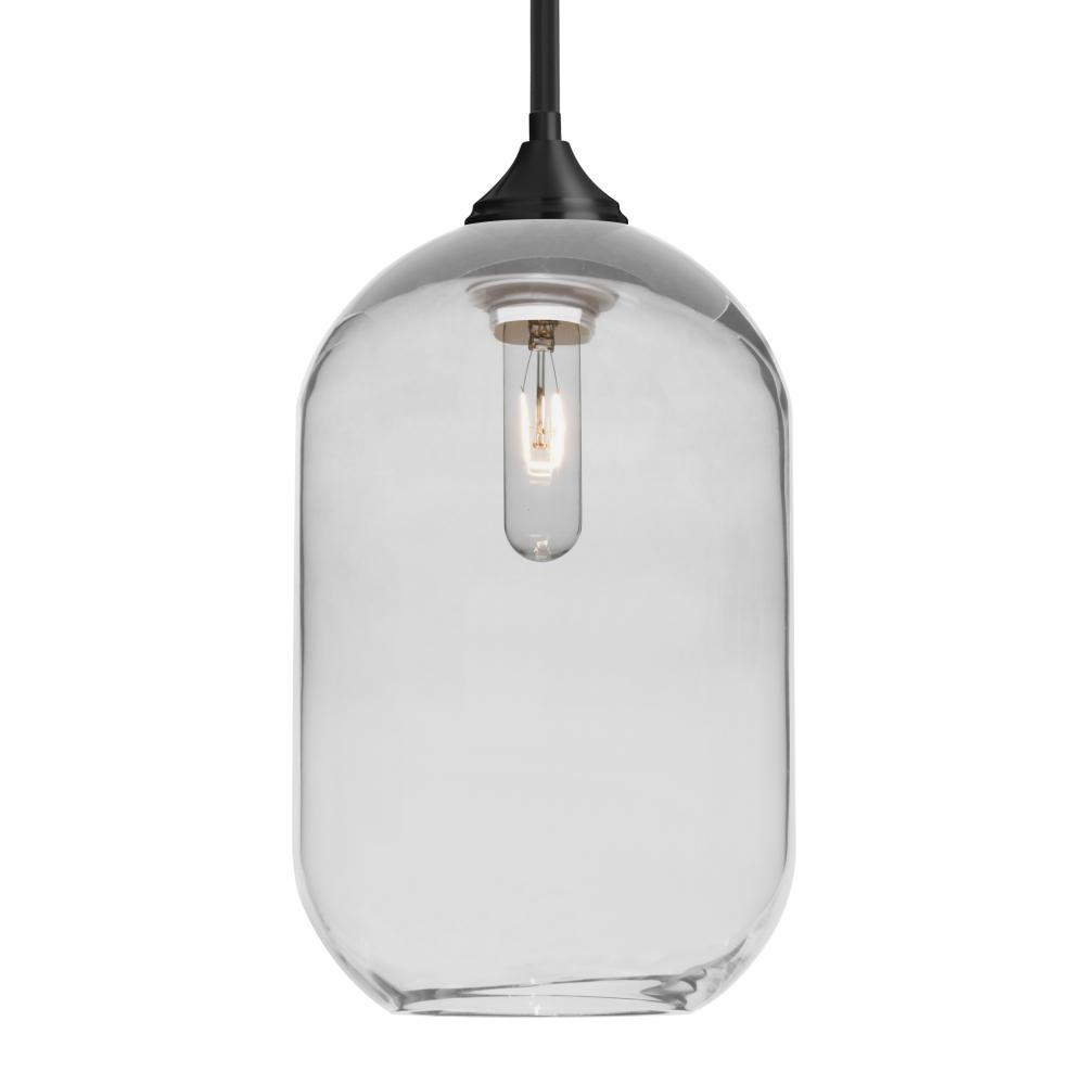 Besa, Omega 12 Stem Pendant, Clear, Black Finish, 1x60W Medium Base