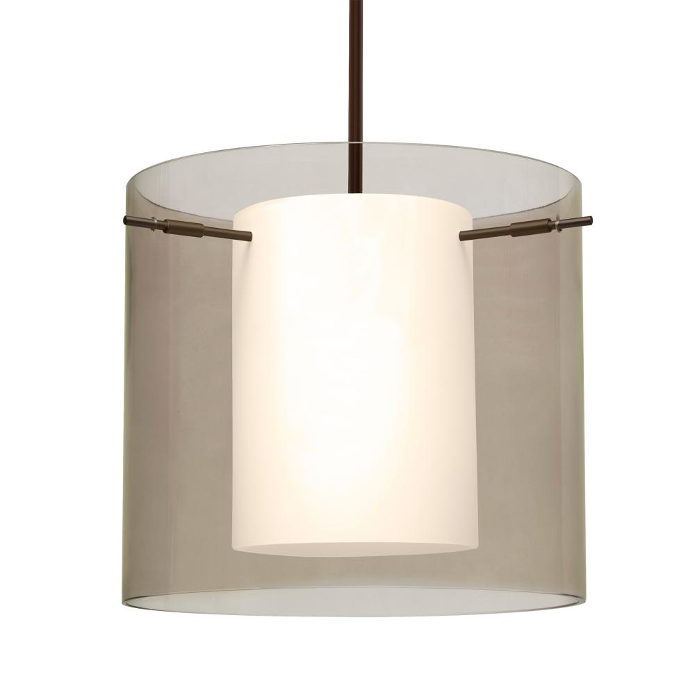 Besa Pendant Pahu 12 Bronze Transparent Smoke 1x11W LED, 15Ft. Cord