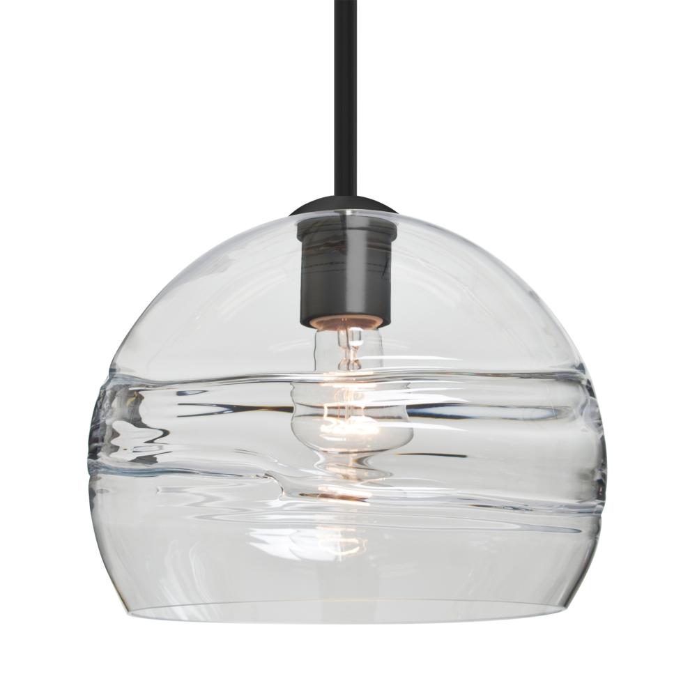 Besa Spirit 10 Pendant, Clear, Black Finish, 1x60W Medium Base