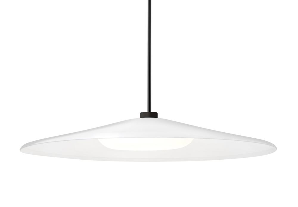 Besa Swan Stem Pendant, White/Opal, Black Finish, 1x23W LED