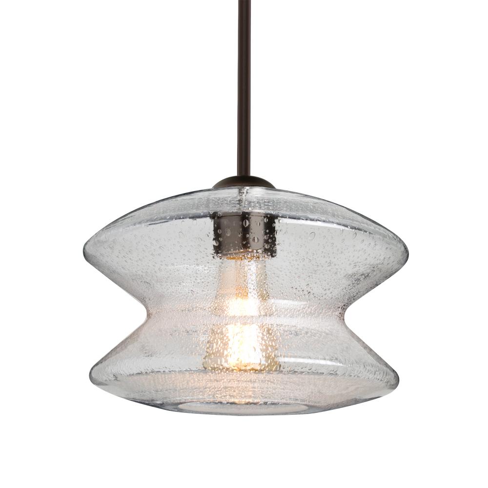 Besa, Zen Stem Pendant, Clear Bubble, Bronze Finish, 1x60W Medium Base, 15Ft. Cord