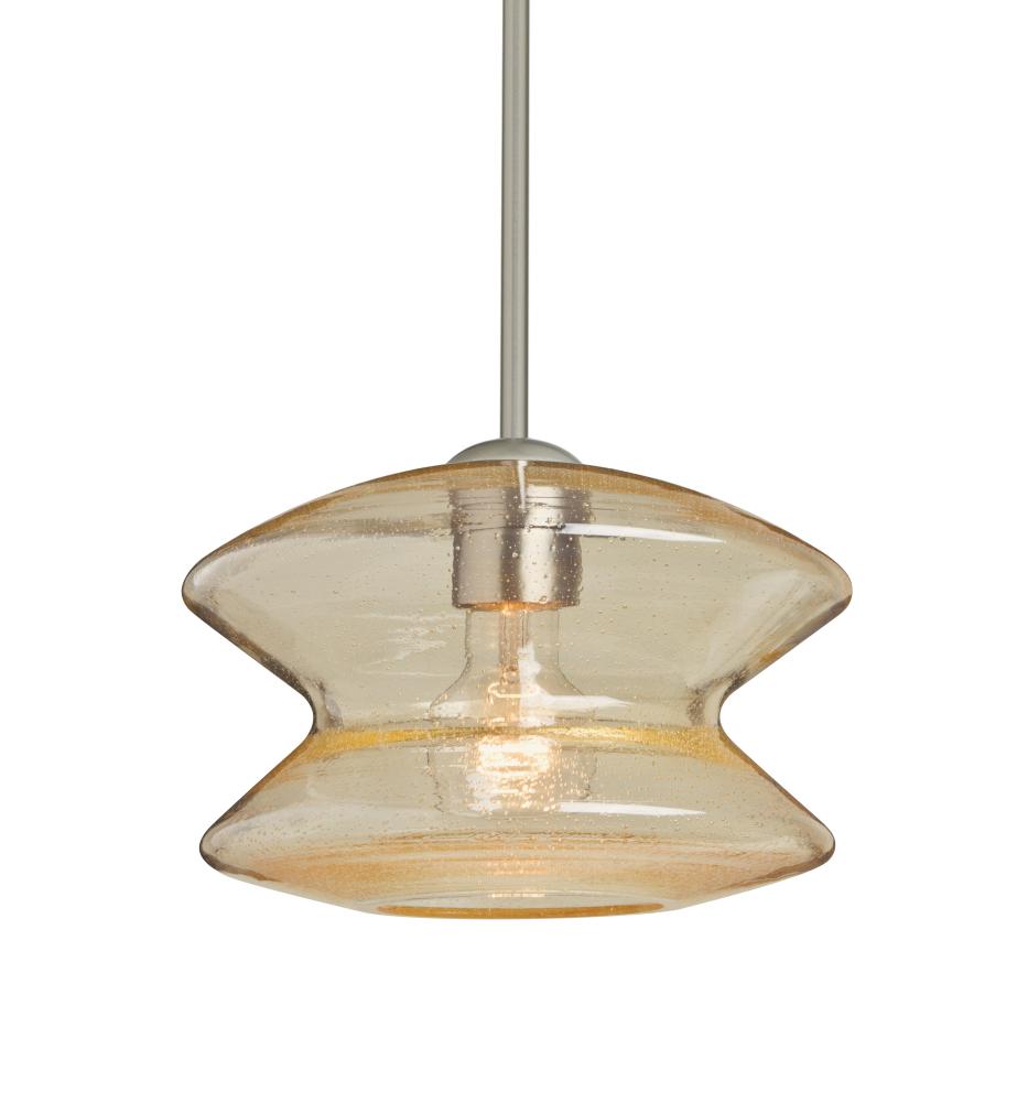 Besa, Zen Stem Pendant , Gold Bubble, Satin Nickel Finish, 1x60W Medium Base