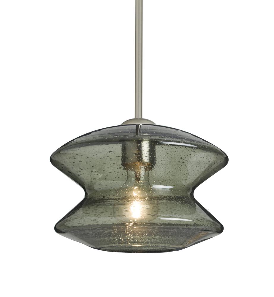 Besa, Zen Stem Pendant , Moss Bubble, Satin Nickel Finish, 1x60W Medium Base