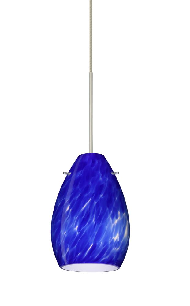 Besa Pendant Pera 6 Satin Nickel Blue Cloud 1x50W MAX GY6.35 Base, 15Ft. Cord