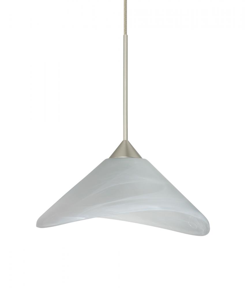 Besa Pendant Hoppi Satin Nickel Marble 1x50W MAX GY6.35 Base, 15Ft. Cord