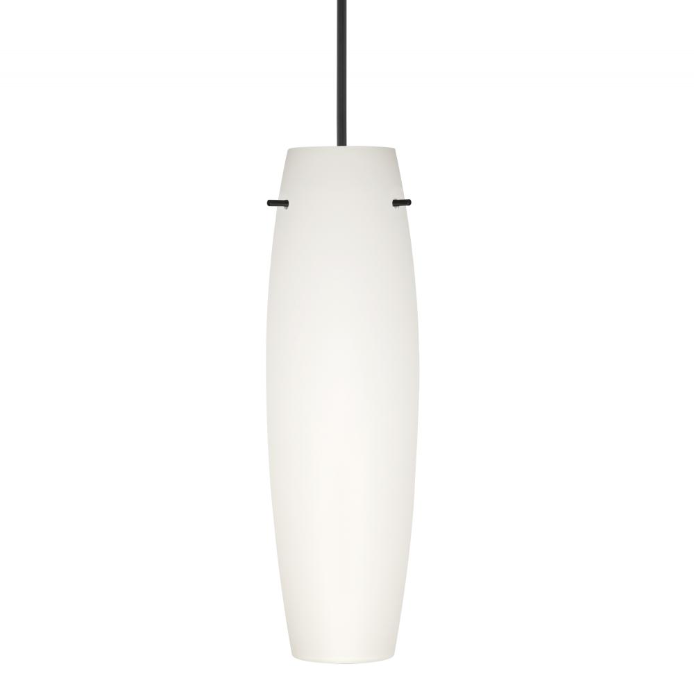 Besa Stilo 11 Pendant, Opal Matte, Black, 1x9W LED, 15Ft Cord