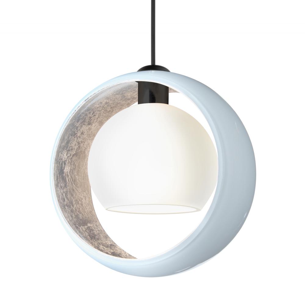 Besa Pendant Pogo, Black Finish, White/Inner Silver 1xMAX GY6.35 Base