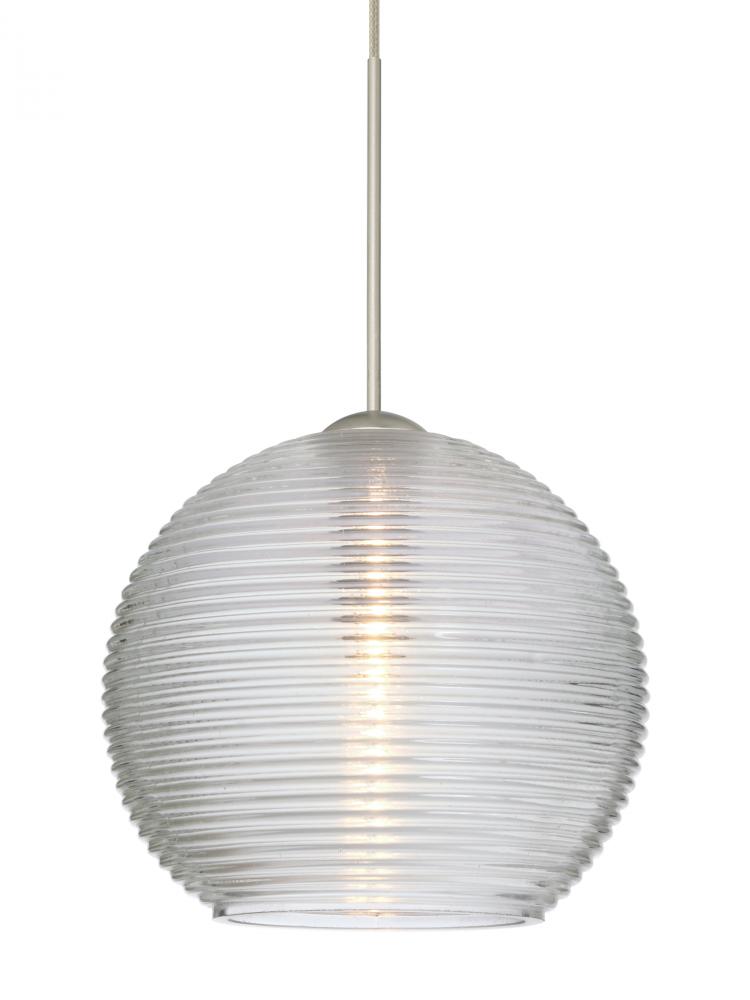 Besa Pendant Kristall 6 Satin Nickel Clear 1xMAX GY6.35 Base, 15Ft. Cord