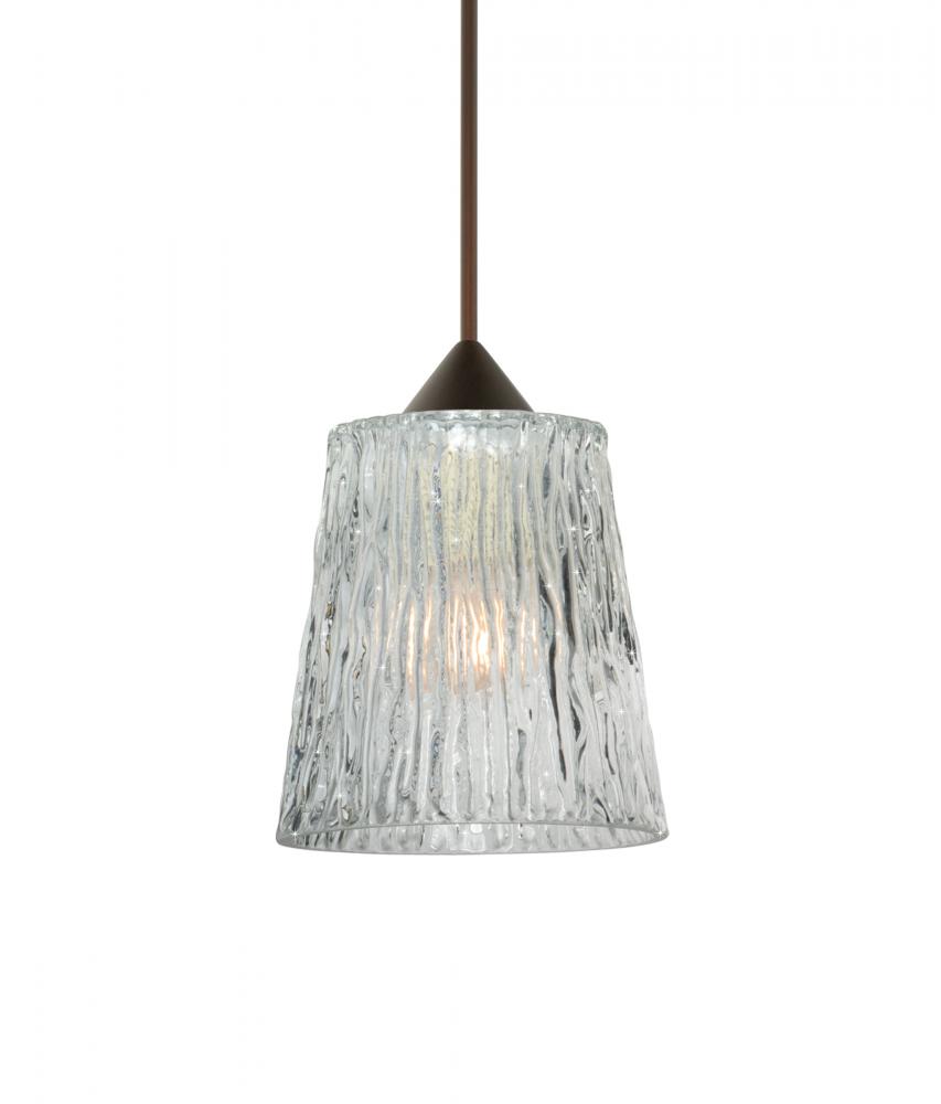 Besa Pendant Nico 4 Bronze Clear Stone 1xMAX GY6.35 Base, 15Ft. Cord