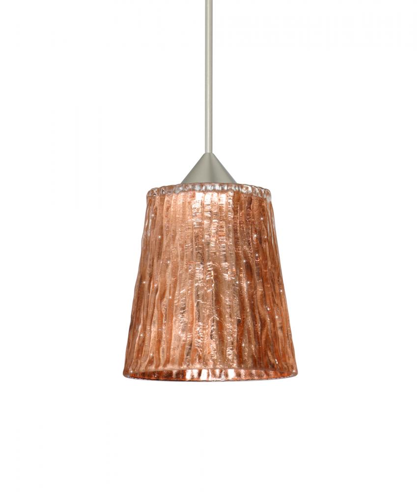 Besa Pendant Nico 4 Satin Nickel Stone Copper Foil 1xMAX GY6.35 Base, 15Ft. Cord