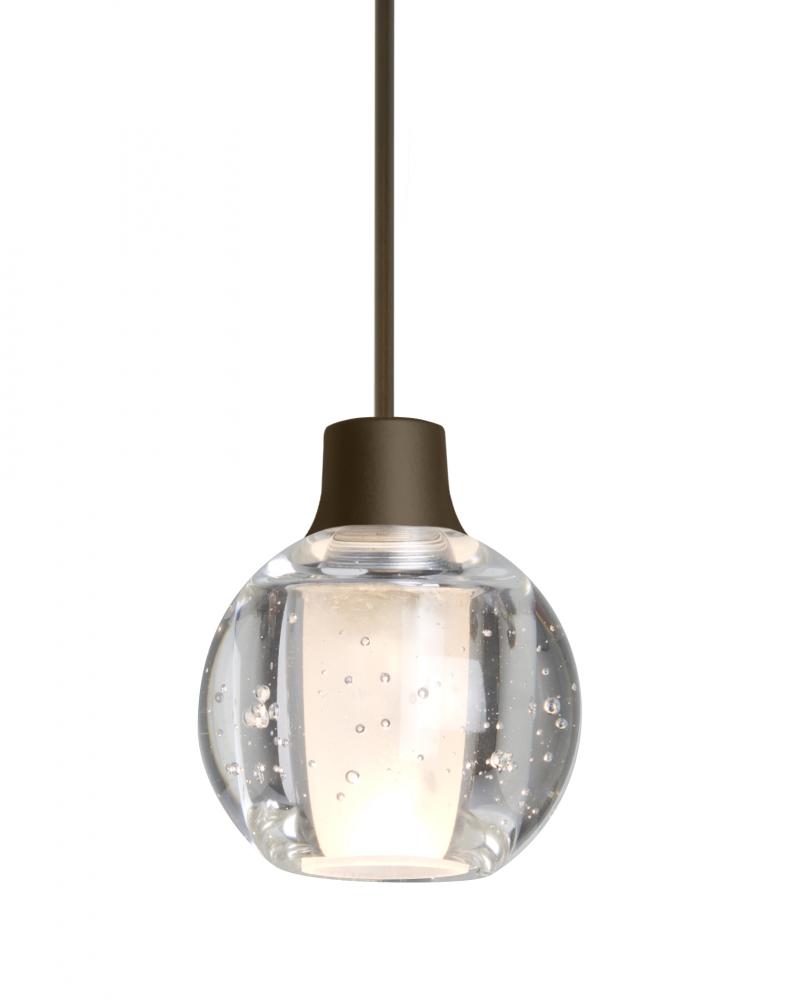 Besa, Boca 3 Cord Pendant, Clear Bubble, Bronze Finish, 1xMAX GY6.35 Base, 15Ft. Cord