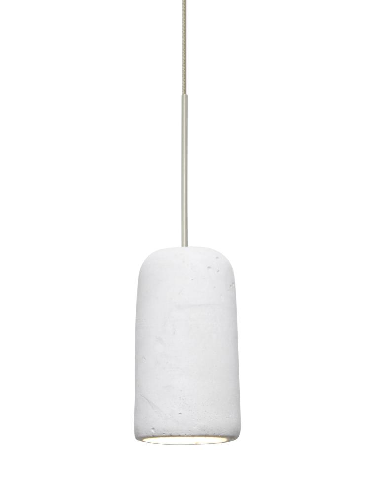 Besa Glide Cord Pendant, White, Satin Nickel Finish, 1x2W LED, 15Ft. Cord
