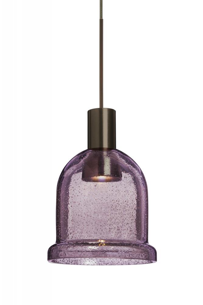 Besa, Kiba Cord Pendant, Plum Bubble, Bronze Finish, 1x3W LED, 15Ft. Cord