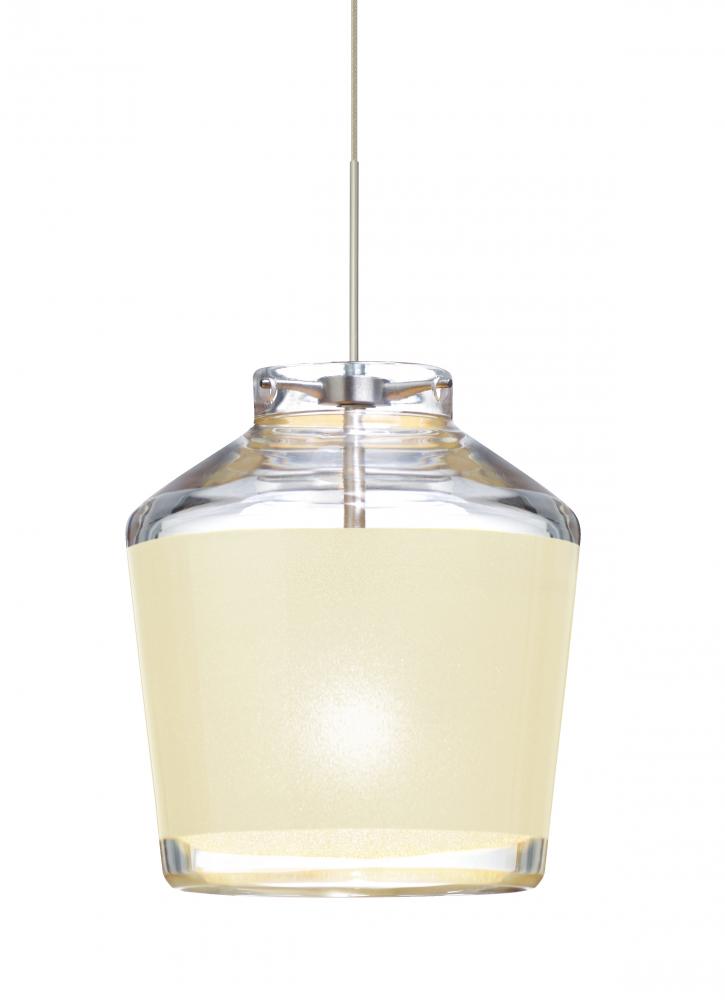 Besa Pendant Pica 6 Satin Nickel Creme Sand 1x50W MAX GY6.35 Base, 15Ft. Cord