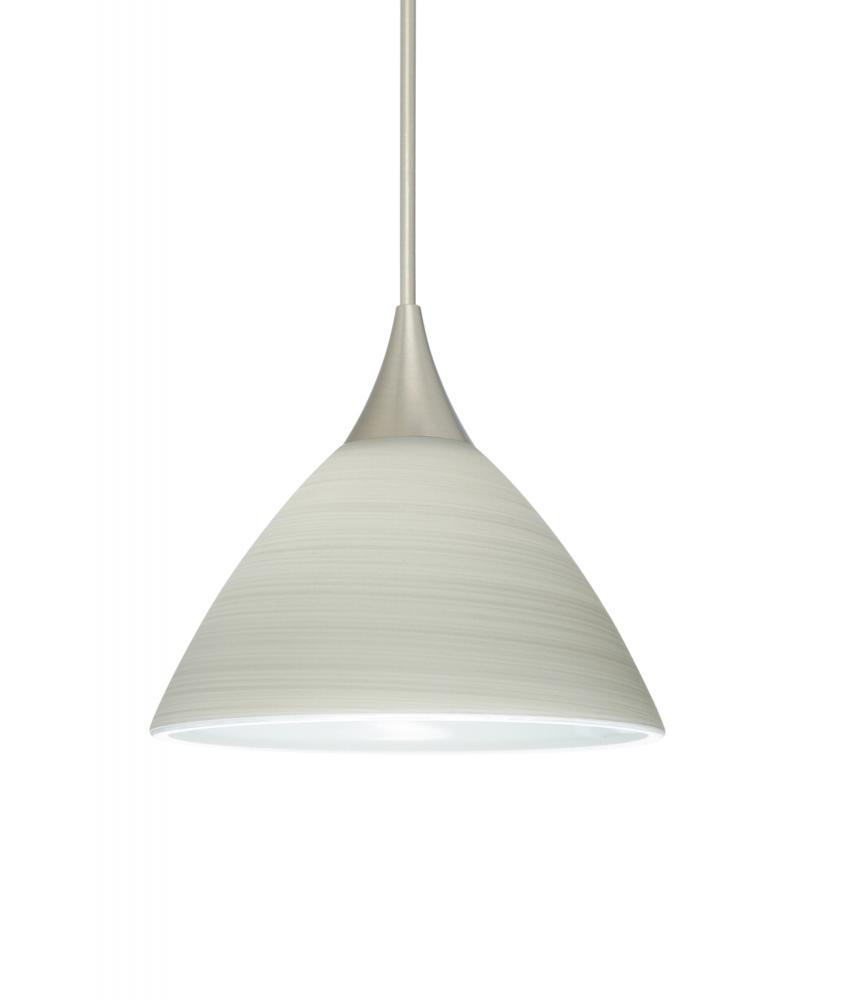 Besa Pendant Domi Satin Nickel Chalk 1x6W LED, 15Ft. Cord