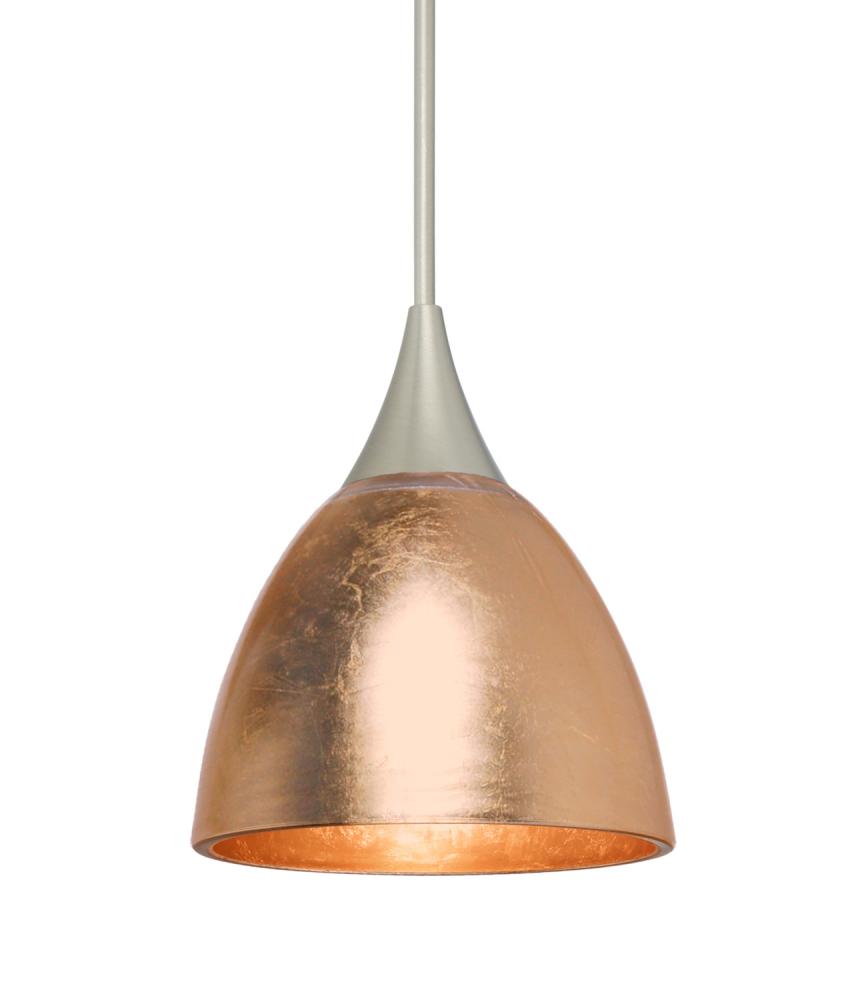 Besa Divi Pendant, Copper Foil, Satin Nickel, 1x50W MAX GY6.35 Base, 15Ft. Cord