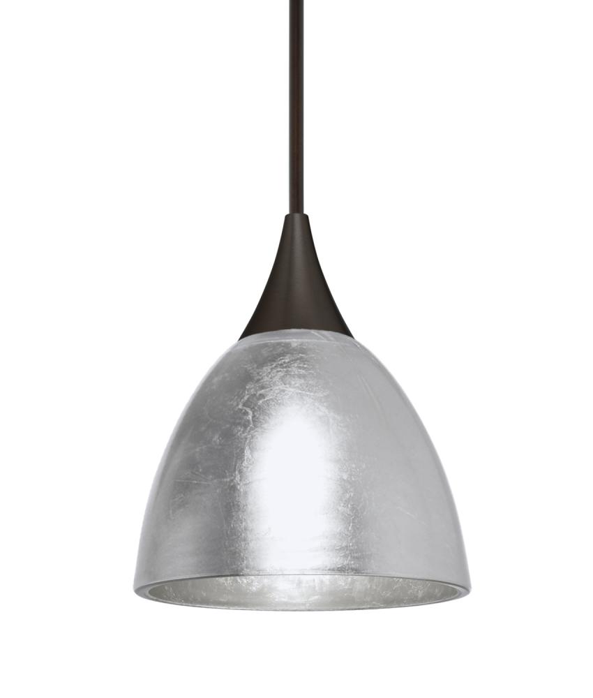 Besa Divi Pendant, Silver Foil, Bronze, 1x9W LED, 15Ft. Cord