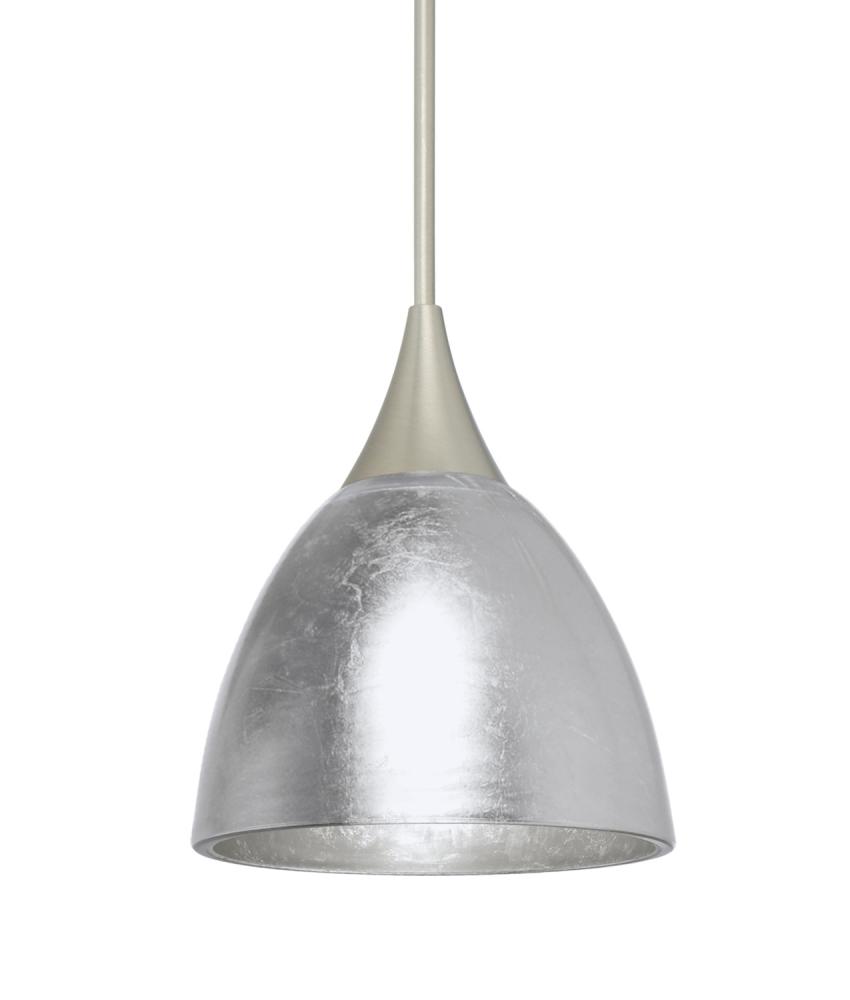 Besa Divi Pendant, Silver Foil, Satin Nickel, 1x9W LED, 15Ft. Cord