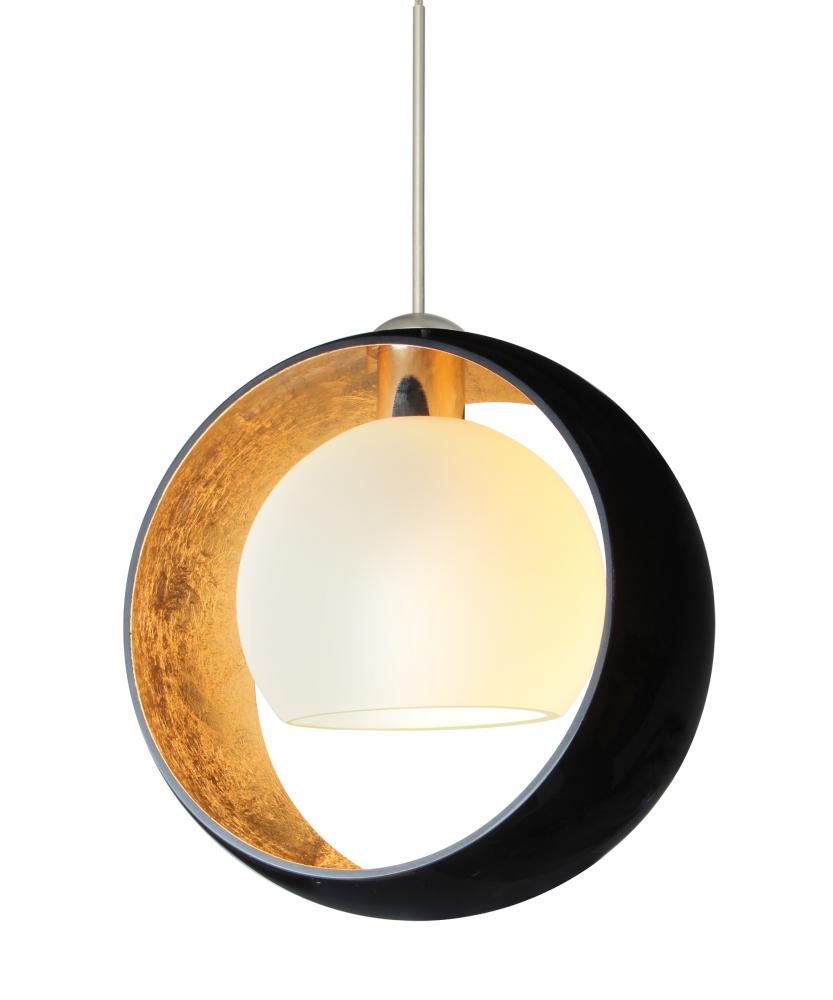 Besa Pendant Pogo Satin Nickel Black/Inner Gold 1x5W LED, 15Ft. Cord