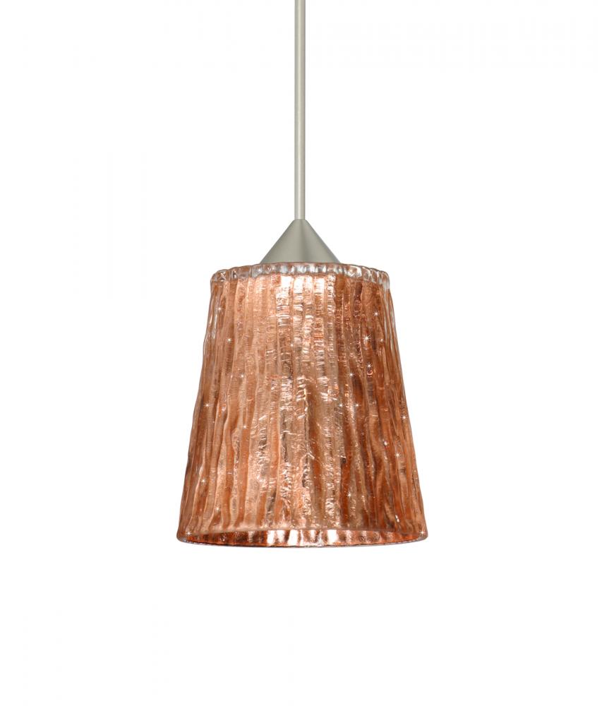 Besa Pendant Nico 4 Satin Nickel Stone Copper Foil 1x35W Halogen, 15Ft. Cord