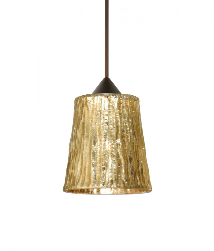Besa Pendant Nico 4 Bronze Stone Gold Foil 1x35W MAX GY6.35 Base, 15Ft. Cord