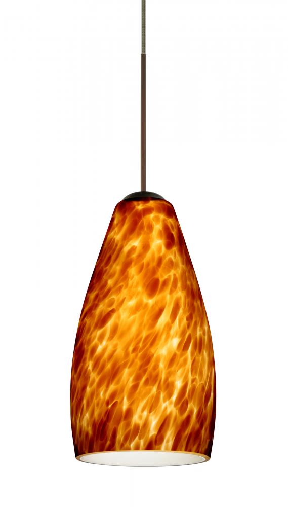 Besa Pendant Karli Bronze Amber Cloud 1x50W Halogen, 15Ft. Cord