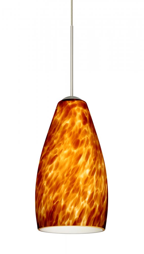 Besa Pendant Karli Satin Nickel Amber Cloud 1x5W LED, 15Ft. Cord