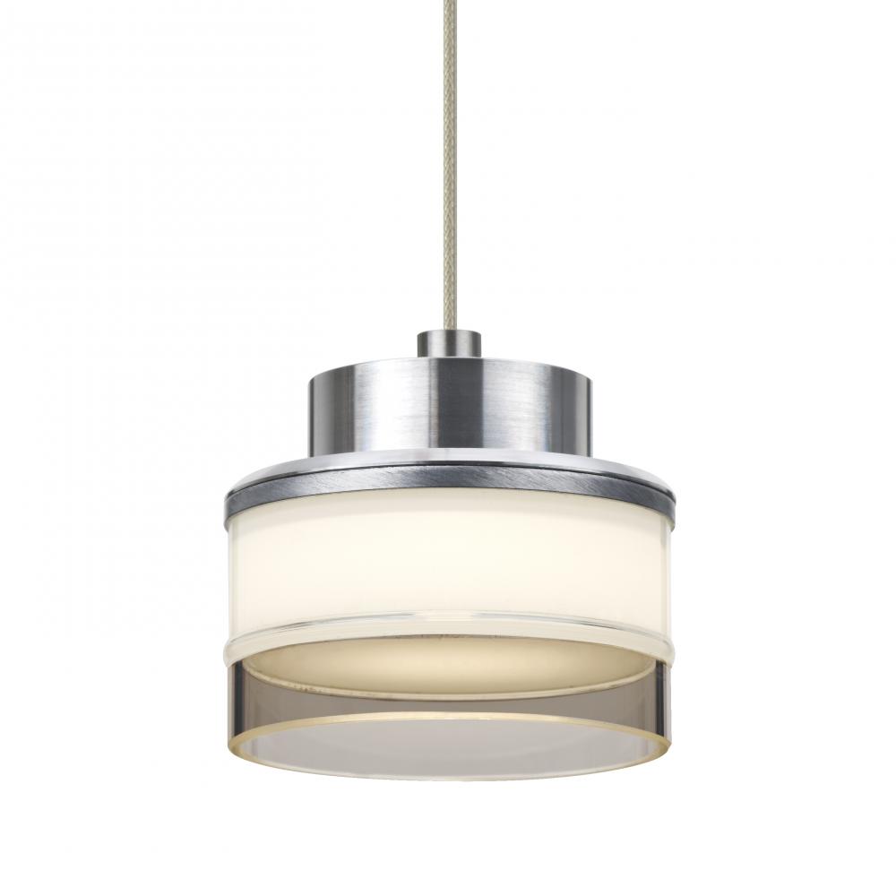 Besa, Pivot Cord Pendant, Opal Glossy/Smoke, Satin Nickel Finish, 1x3W LED, 15Ft. Cord