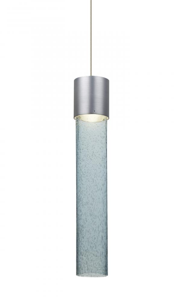 Besa, Wanda 12 Cord Pendant, Blue Bubble, Satin Nickel Finish, 1x3W LED, 15Ft. Cord