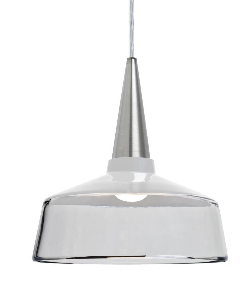 Besa, Baron 10 Cord Pendant, White/Clear, Satin Nickel Finish, 1x60W Medium base