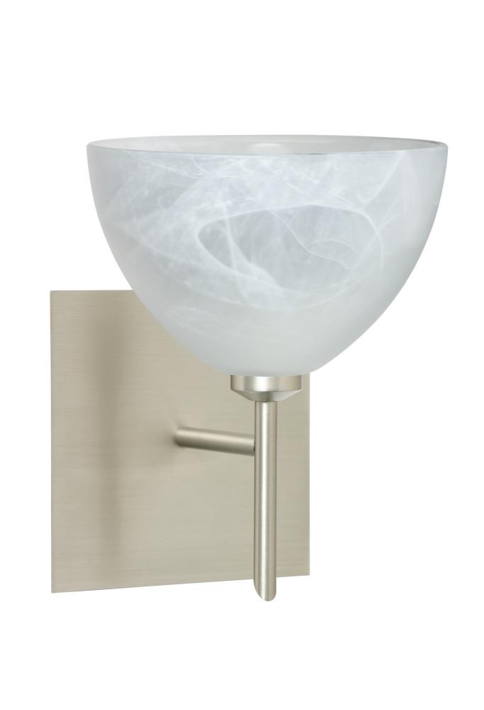 Besa Wall With SQ Canopy Brella Satin Nickel Marble 1x5W LED