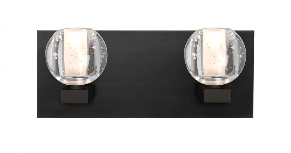 Besa, Boca Vanity, Clear Bubble, Black Finish, 2x40W G9