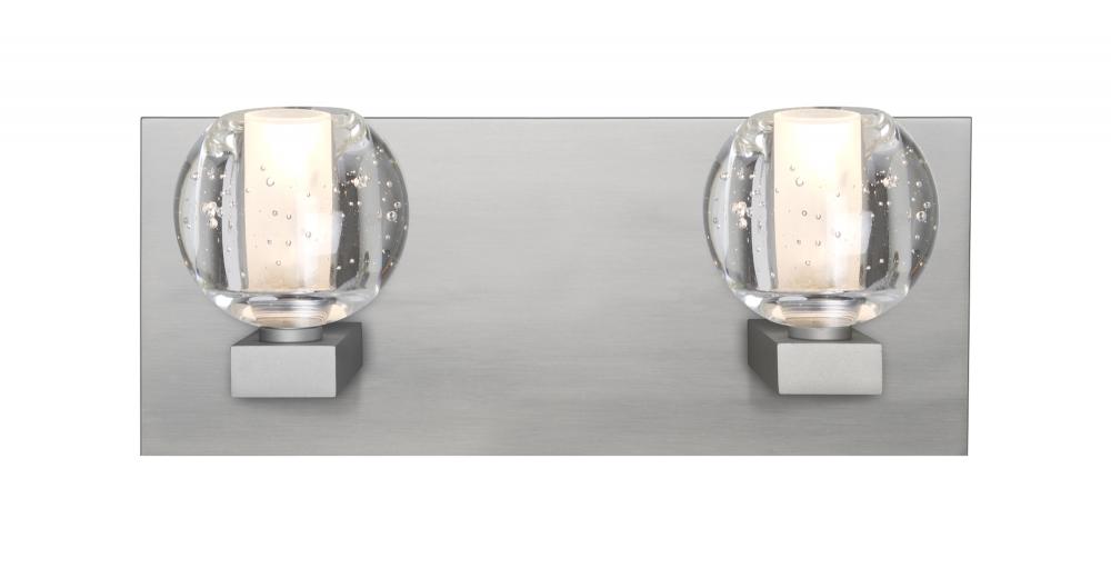 Besa, Boca Vanity, Clear Bubble, Satin Nickel Finish, 2x3W LED