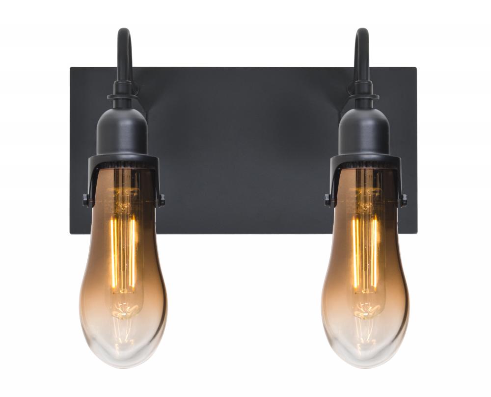 Besa Wish Wall, Amber/Clear, Black, 2x8W LED Filament