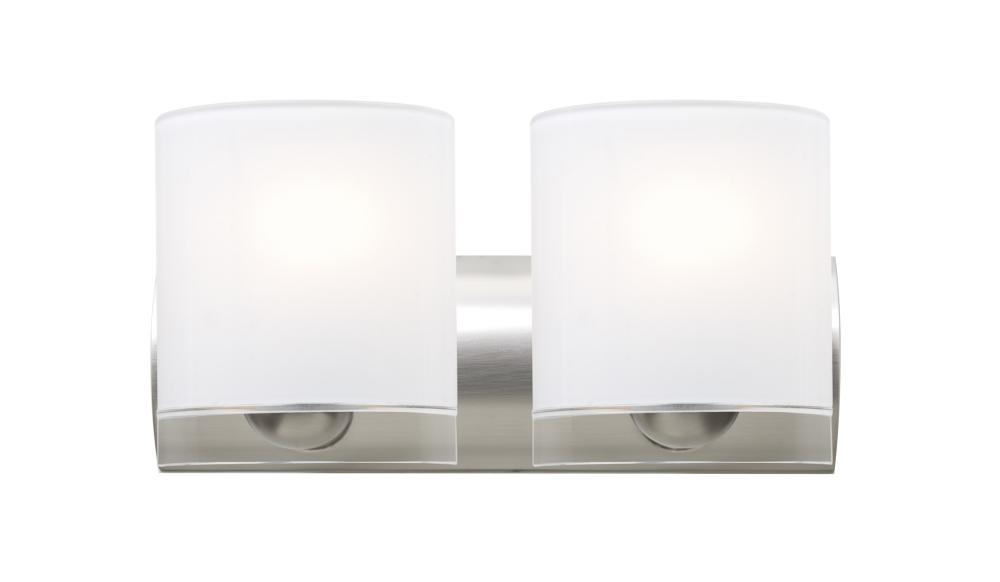 Besa, Celtic Vanity, Opal Glossy/Clear, Satin Nickel Finish, 2x9W LED