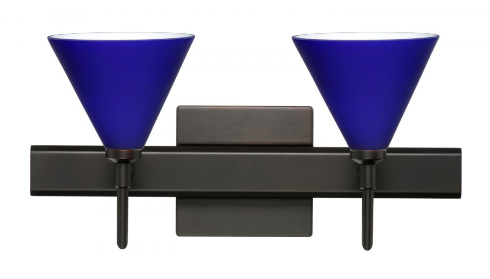 Besa Wall With SQ Canopy Kani Bronze Cobalt Blue Matte 2x5W LED