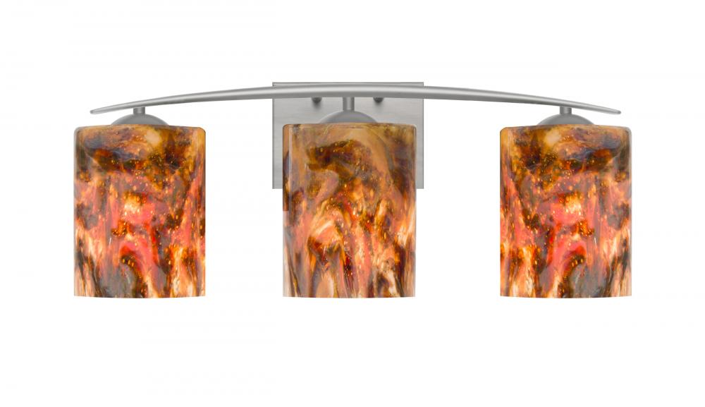 Besa, Lava Vanity, Lava, Satin Nickel Finish, 3x60W Medium Base